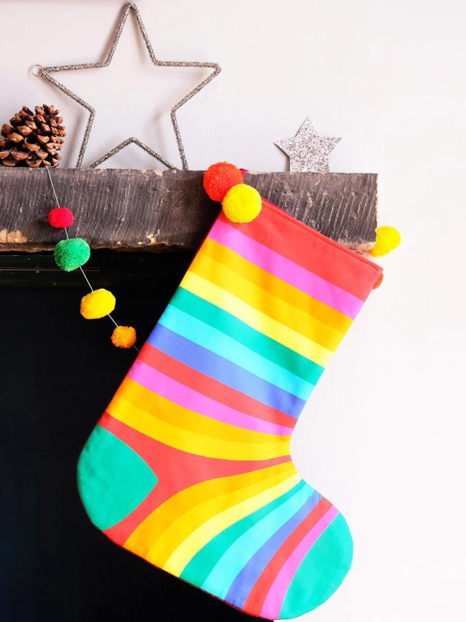 rainbow christmas stocking