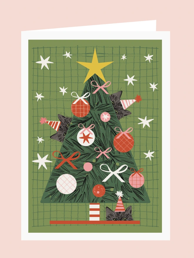 Cat Christmas Tree Card