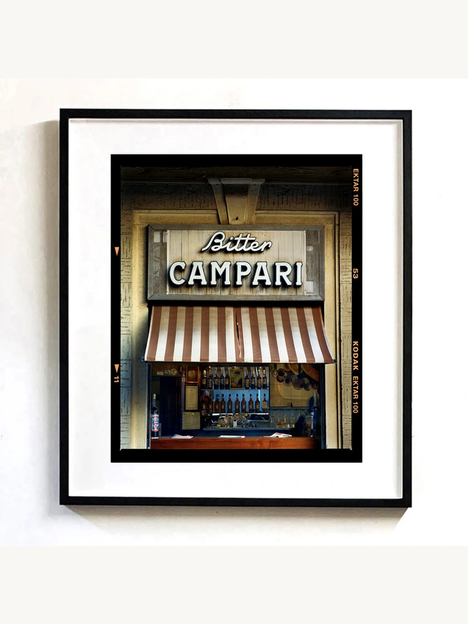 Bitter Campari framed in black