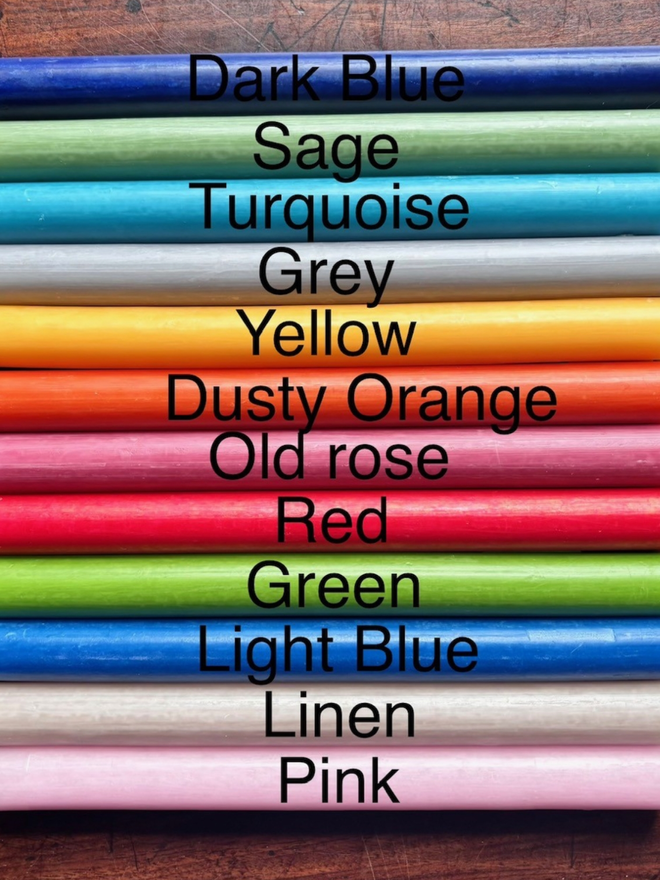 Boxed Candles. The full selection of candle colour.