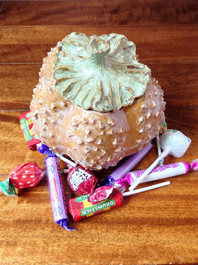 Pumpkin Jar Lidded Pot Halloween Decor