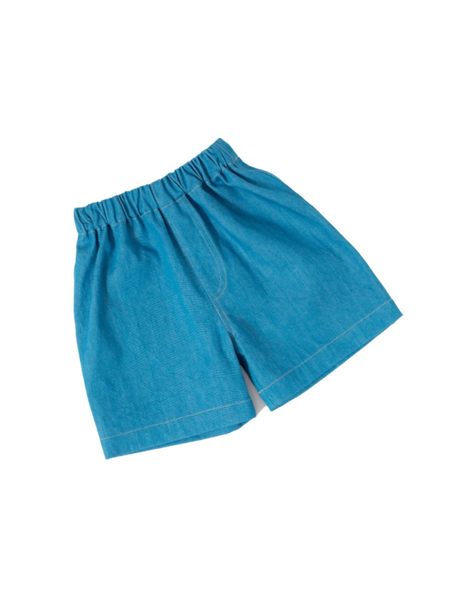 wide leg denim kidswaer shorts made in the uk