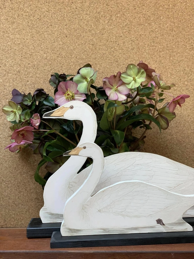 Large and medium size cut out swans for home decor