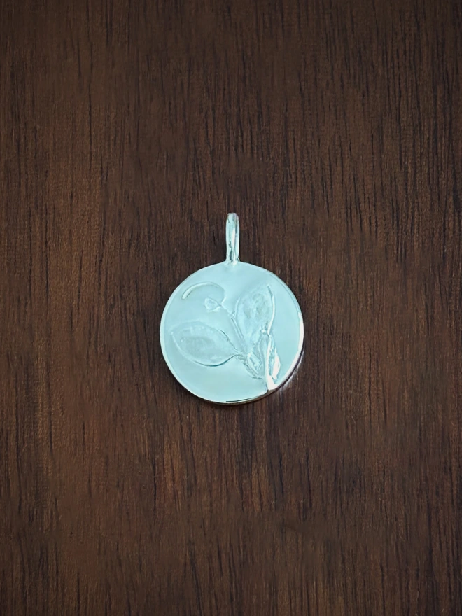 Sterling Silver Sweet Pea Coin Charm