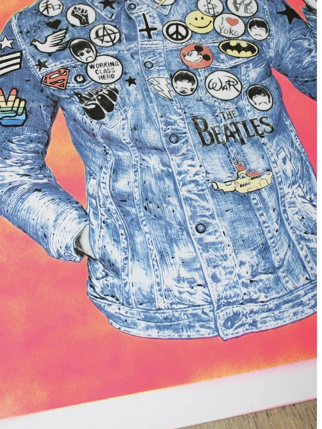 Working Class Hero Neon Red Print