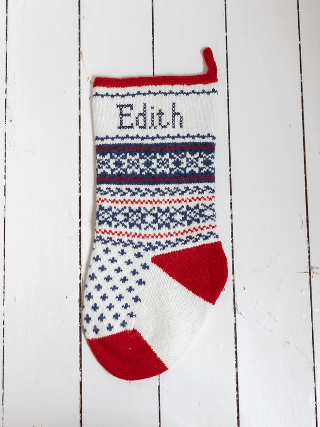 Chunky Oslo Stocking Blue with Red Heel