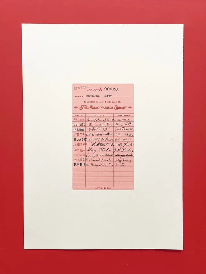 personalised library card print