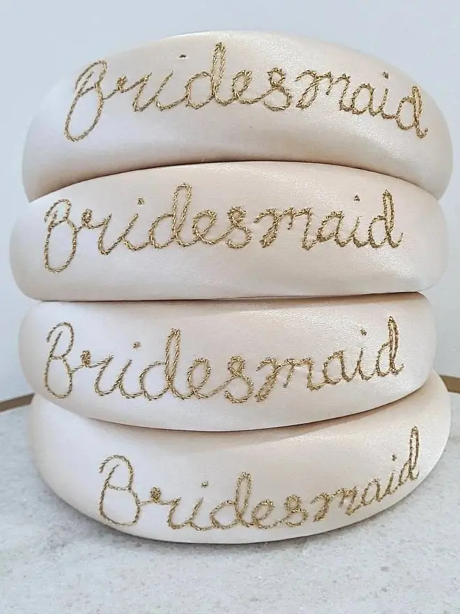 hand embroidered personalised bridal headband