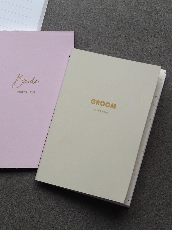 personalised bride and groom notebook