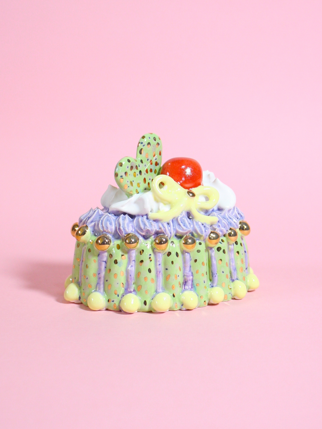 Mint Choco Chip Ceramic Cake Sculpture