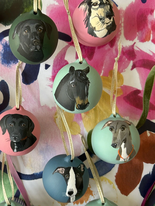 Personalised pet portrait bauble