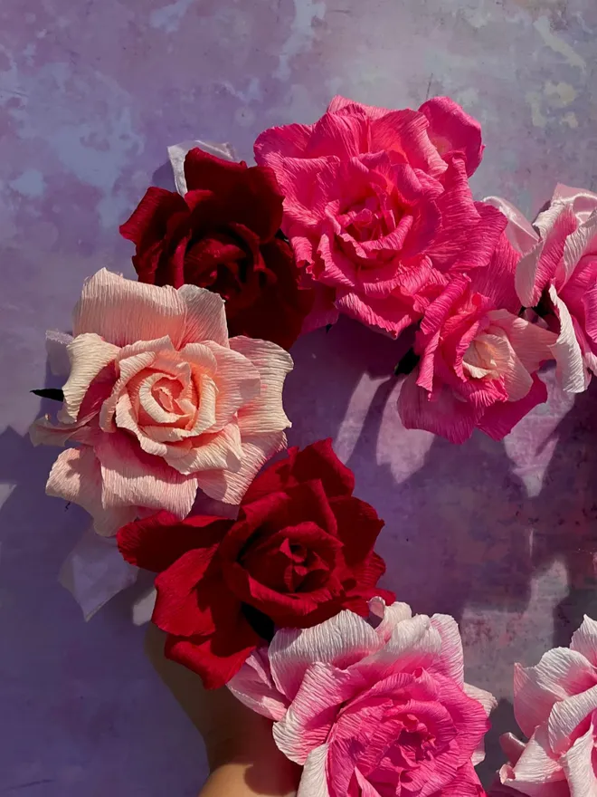 Paper Rose Hearth Wreath