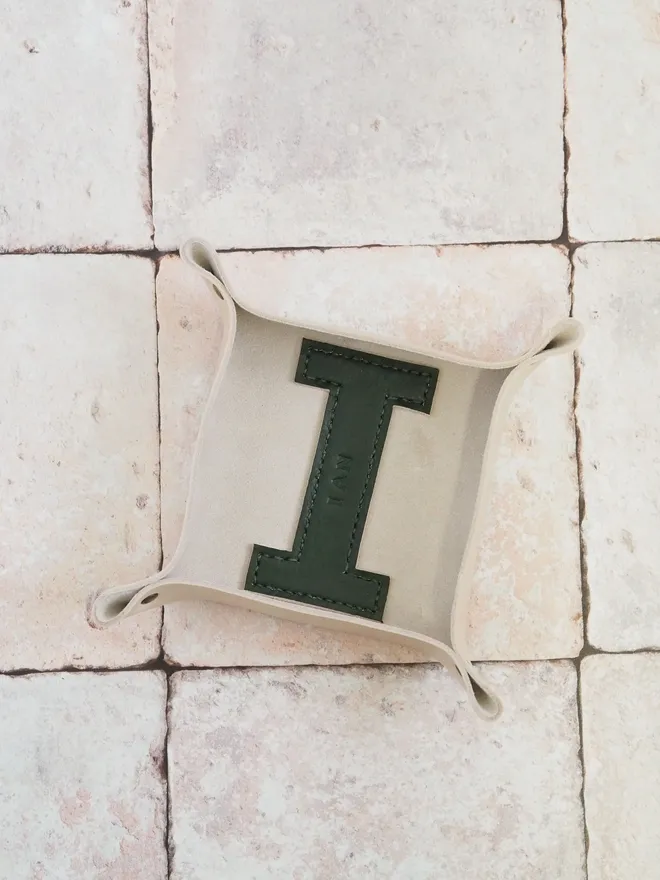 Large letter I personalised leather catch all
