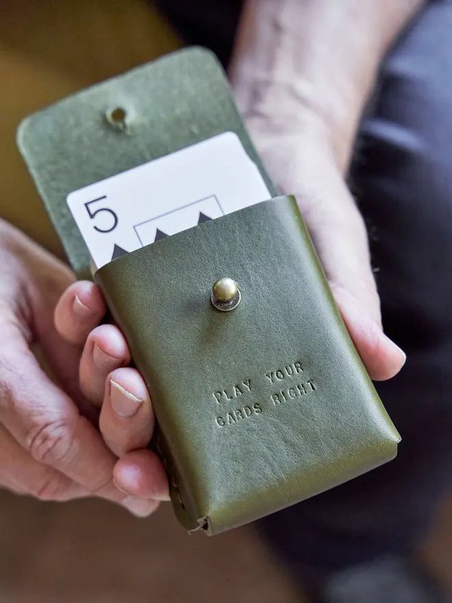 'Play Your Cards Right' Personalised Pack of Cards holder in green