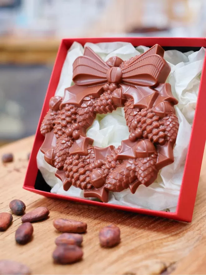 Cinnamon Milk Chocolate With Candied Orange Christmas Wreath