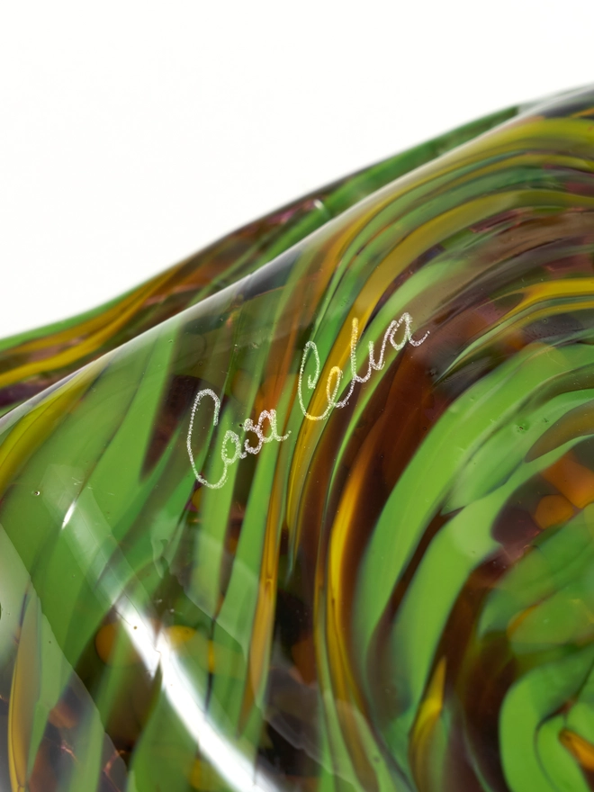 Handmade Murano glass trinket dish green