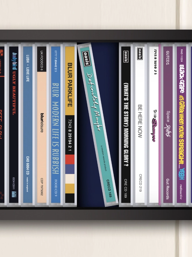 Britpop cd spines dibond detail