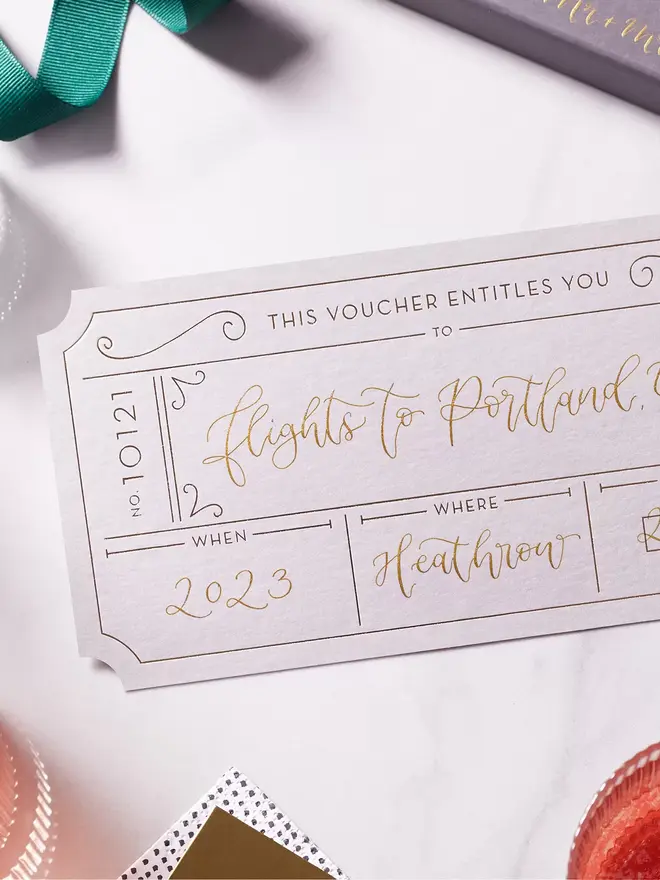 Personalised Calligraphy Golden Voucher