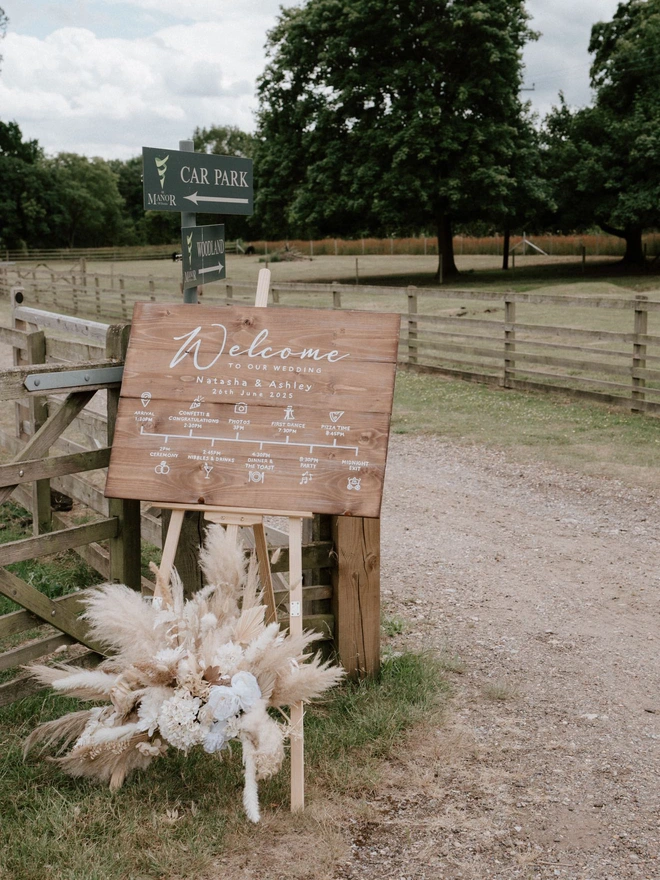 rustic wedding order of the day welcome sign