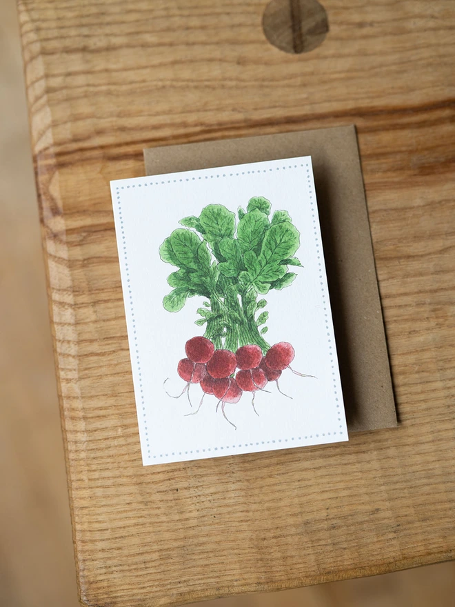 Garden Lover's Watercolour Radish Greetings Card 