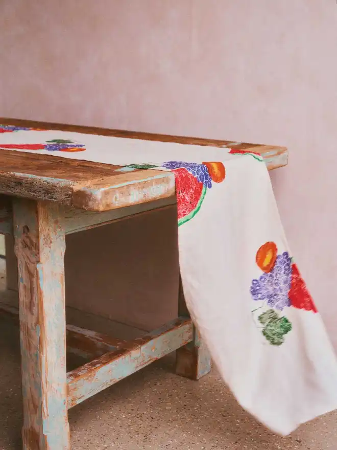 Fruit Salad Table Runner. Watermelon, Grapes and Peaches