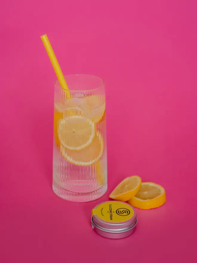Reusable Silicone Straws in a case
