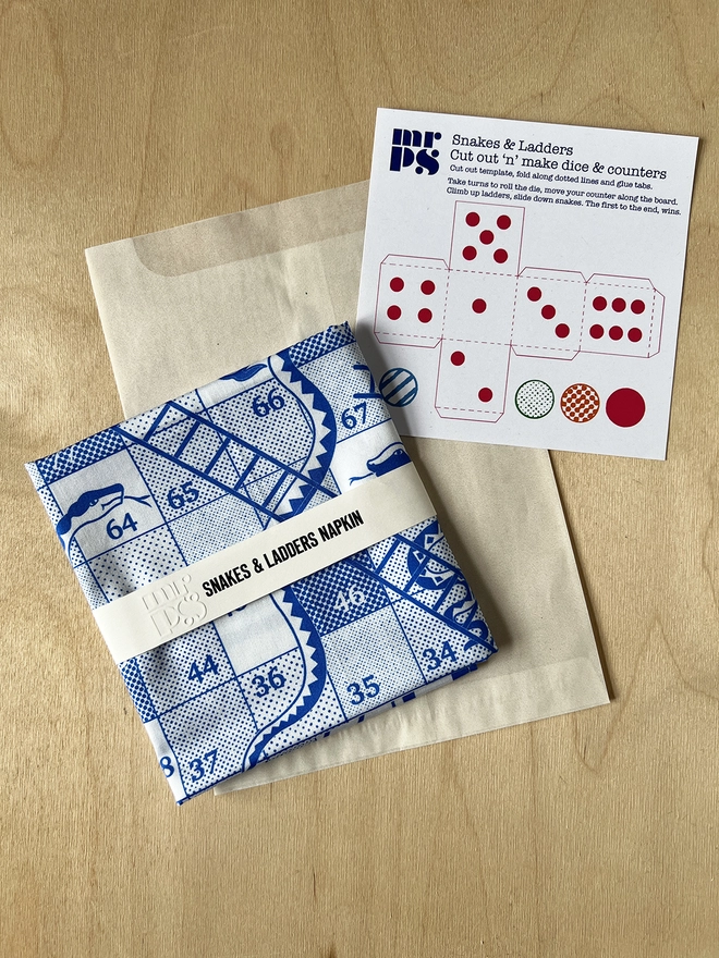 Mr.PS Snakes & Ladders Napkin with cut-out counter printed card
