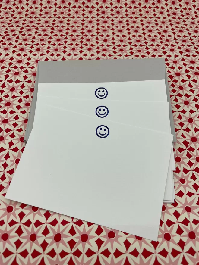 South London Letterpress notecards with a blue smiley face.
