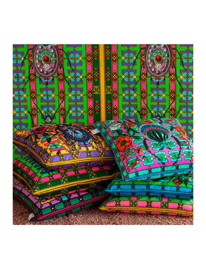 Bejewelled Bjollur Cushion - Turquoise