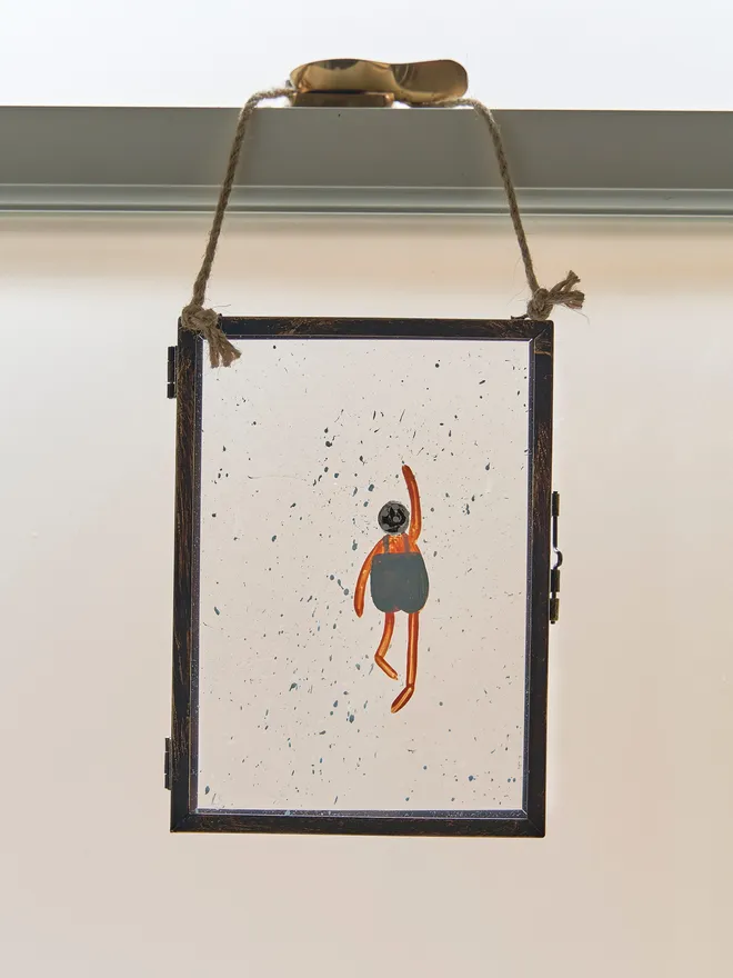 Swimming framed painting