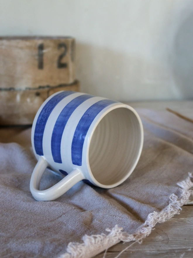 cornish stripe mug on side 
