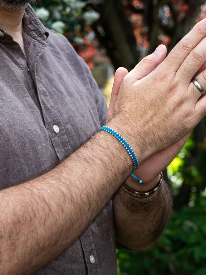 silver rope mens bracelet