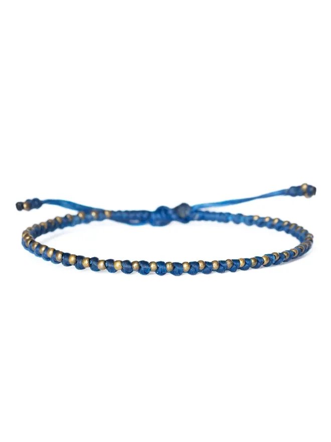 blue cord and bronze bracelet for men