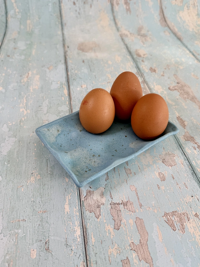 Blue Ceramic Egg Tray kitchen storage 