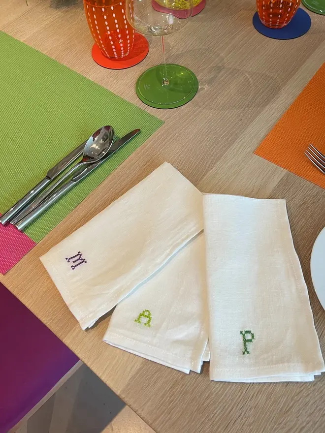 Personalised Cross-Stitch Initial Napkin