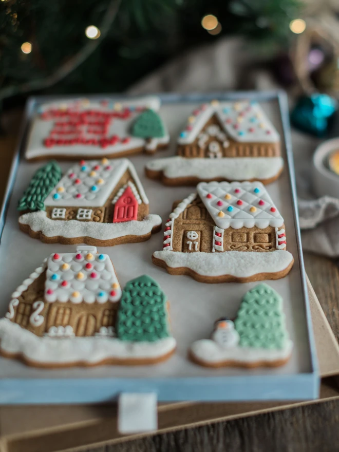 Personalised Christmas Village Biscuit Gift