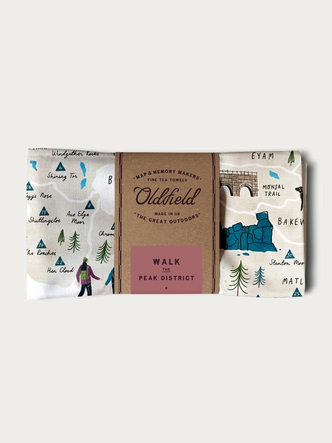 Walk the Peaks Tea Towel Folded and Packaged