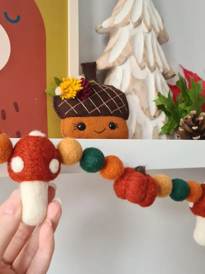Autumnal Toadstool And Pumpkin Garland