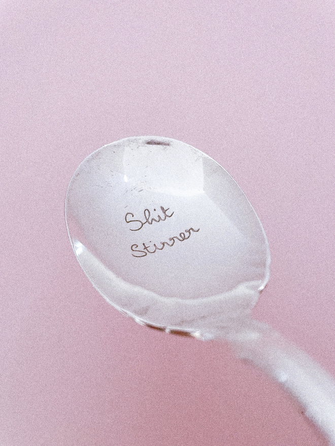Shit stirrer vintage engraved spoon