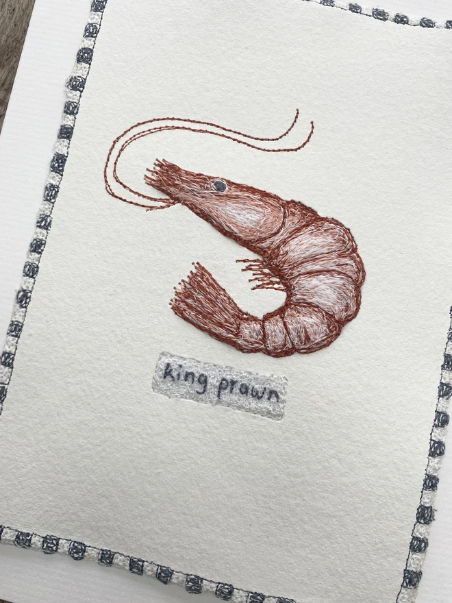 King Prawn Embroidered Picture
