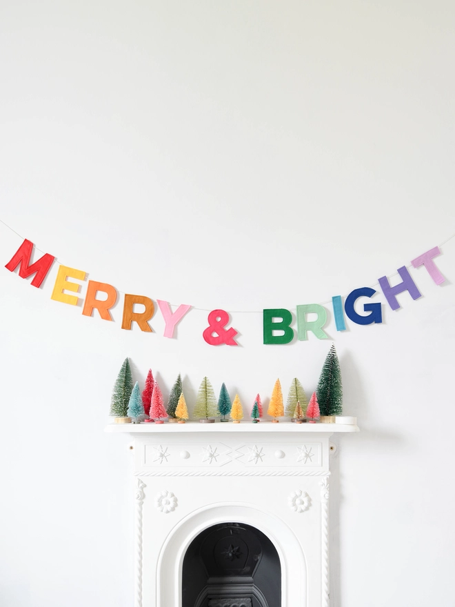 merry and bright felt letter garland