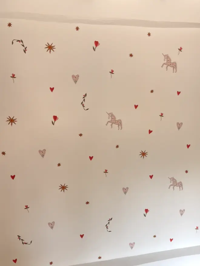 Unicorn, star and hearts wall stickers