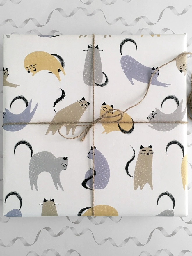 Grey And Orange Cat Wrapping Paper