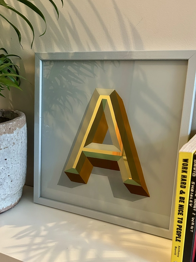 GOLD LEAF INITIAL A Grey