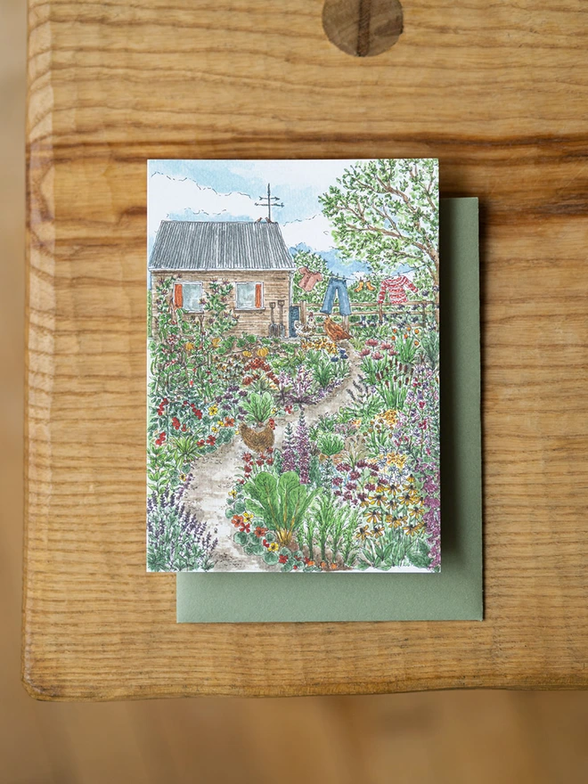 Garden watercolour card 