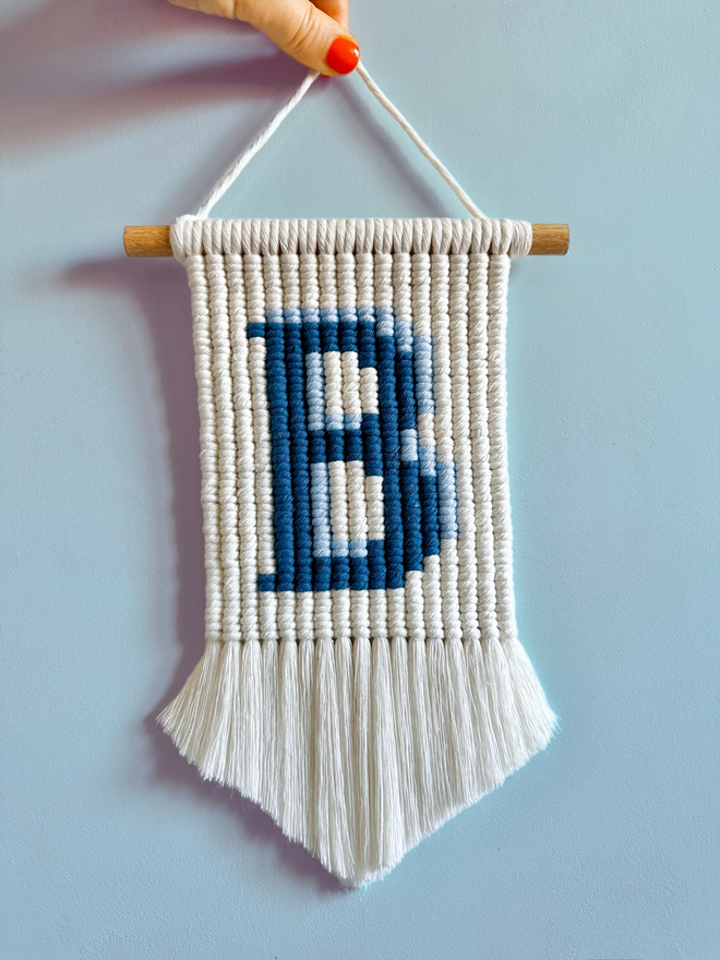 Two tone personalised B letter banner in Blue