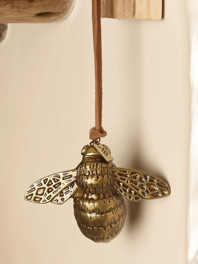 Bee Christmas decoration with suede cord