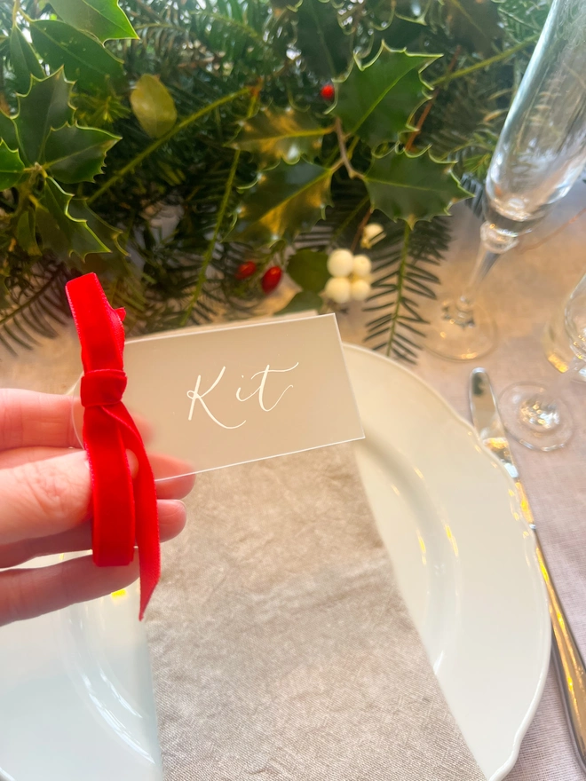 Personalised Calligraphy Frosted Acrylic Place Cards 