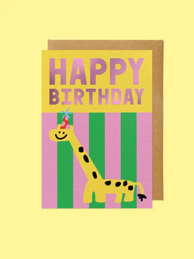 Cute Birthday Card - Party Giraffe
