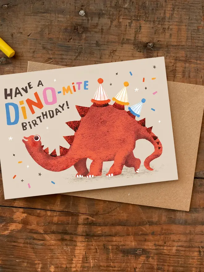 dinosaur illustrated birthday card